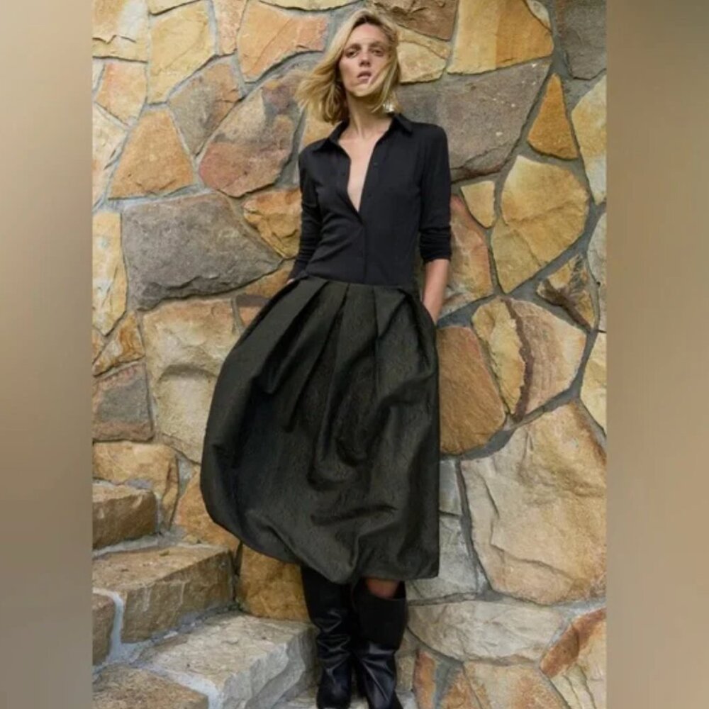 NWOT ZARA Jacquard Voluminous Skirt Black Bloggers Fave Small